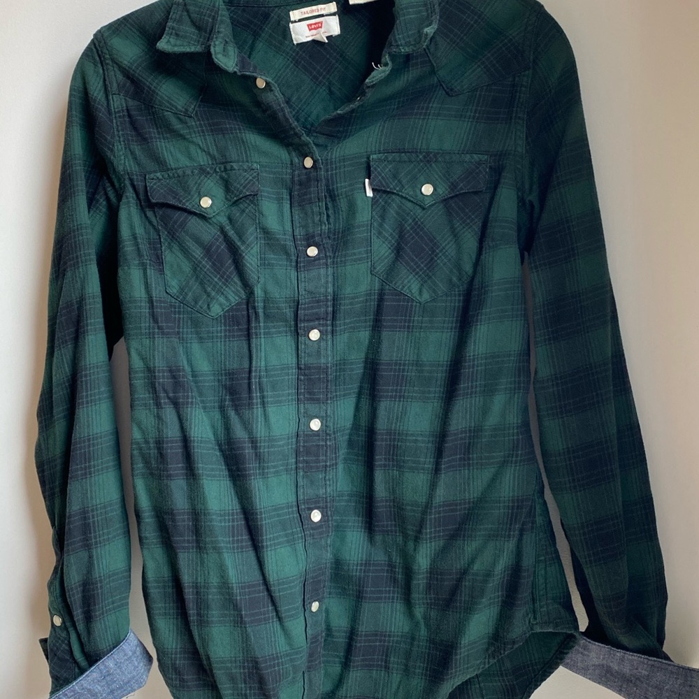 Levi’s Tailored Classic Western Shirt Navy & Green
